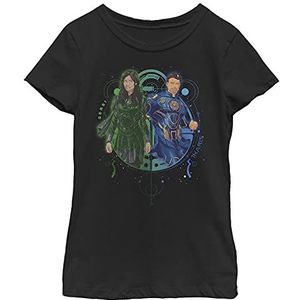 Marvel The Eternals SERSI IKARIS DUO Meisjes-T-shirt, korte mouwen, zwart, XS, zwart.