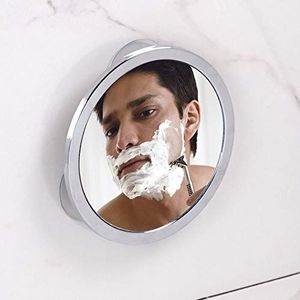 iDesign Zuignap make-up spiegel voor badkamer, kleine ronde anti-condens spiegel van verchroomd metaal, badkamerspiegel, zilver