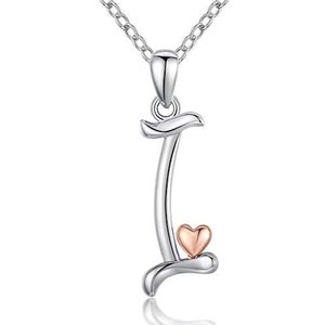 CELESTIA Halsketting met letter voor vrouwen en meisjes, 26 letters, hanger met letter en hartje van 925 sterling zilver, roségoud, gepersonaliseerd sieraad, cadeau voor verjaardag, Moederdag,