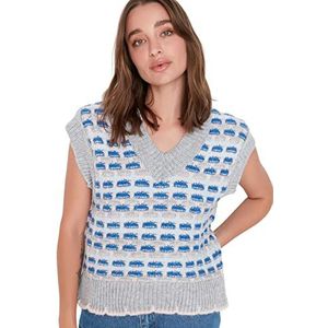 TRENDYOL Pull tricoté pour femme, gris, M