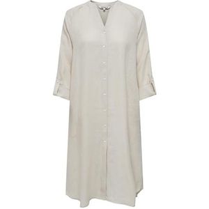 ONLY Onltokyo L/S Linen Blend Dress Pnt Noos Damesjurk, Lichtbeige