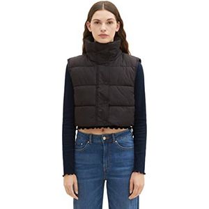 TOM TAILOR denim cropped puffervest voor dames, 14482-diepzwart