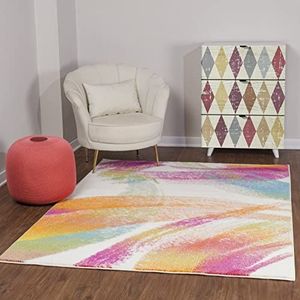 Surya Lorient Vloerkleed, abstract, moderne stijl, zachte tapijten voor woonkamer, eetkamer, slaapkamer, abstract, middenpolig, eenvoudig te onderhouden, groot tapijt, 150 x 80 cm, meerkleurig