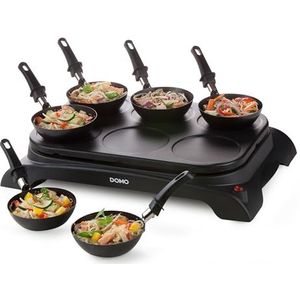 Domo DO8710W - 2-in-1 Wokset + Pannenkoekenplaat - 6 pannetjes