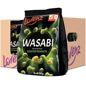 Lorenz Snack World Wasabi pinda's, verpakking van 6 stuks (6 x 800 g)