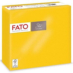 Fato - 40 servetten, wegwerpbaar, ultrazacht, afmetingen 38 x 38, in 4 gevouwen en 2 lagen, kleur geel, 100% zuivere cellulose, FSC-gecertificeerd