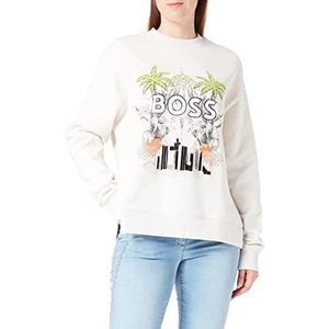 BOSS Dames sweatshirt C_eslit_Print, Open White118, XL, Open White118