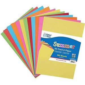 Baker Ross Papier en karton, kleurrijk, zomerkleuren, 100 stuks (FC875)