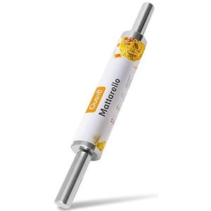 IPEA Deegroller van roestvrij staal met handgrepen, 43 cm, metalen deegroller met antiaanbaklaag voor het uitrollen en kneden van verse pasta, pizza, koekjes,
