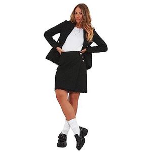 Joe Browns Blazer �à double boutonnage en tweed noir texturé pour femme, Noir, 38