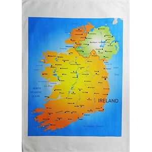 Half a Donkey Kleurrijke kaart van Ierland en Noorthern Ierland - grote katoenen theehanddoek