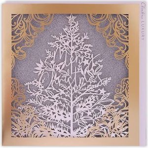 Clintons: 1169591 Kerstkaart met lasergesneden kerstboom, 192 x 192, goud