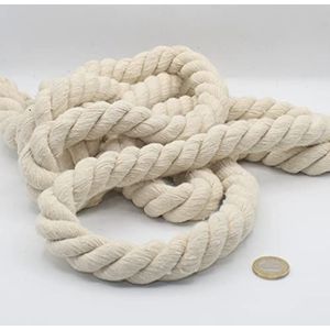 LEDUC 3 meter katoenen koord, rond, 20 mm, gevlochten touw met kern van natuurlijk katoen, ideaal voor doe-het-zelf, naaien, veelzijdig inzetbaar, 20 mm, ecru