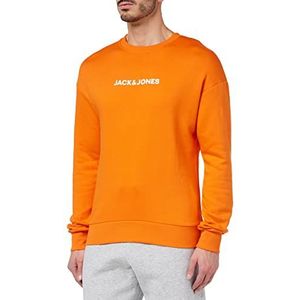 Jack & Jones JCOSWISH Sweatshirt met ronde hals trainingspak, oranje mandarijn/pasvorm: ontspannen, L heren, Mandarijn oranje/beker: ontspannen
