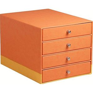 RHODIA 318964C Opbergmap met 4 schuifladen, Tangerine, 24,8 x 32,7 x 22,8 cm, oranje siernaden, voor buiten, kunstleer, collectie Home Office Rhodiarama, organisatie van kantoor en opbergdesign