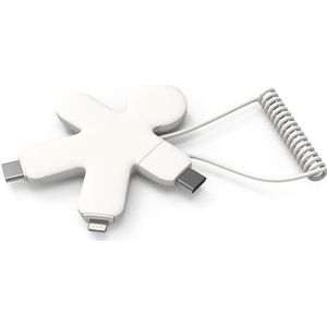 Xoopar - Buddy 4-in-1 Octopusvormige Multi USB-kabel - Universele oplader van gerecycled kunststof - USB-C-aansluiting, micro-USB, USB, Lightning, USB Universeel voor smartphone