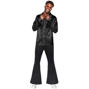 Amscan 9918983 - 1970 zwarte disco uitlopende broek voor heren - verkleedjurk voor volwassenen, maat: S