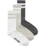 JACK & JONES Jactravis Tennis Sock 3 Pack Noos herensokken (3 stuks), Donkergrijs/beige/wit