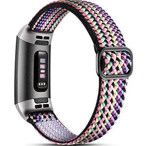 Dirrelo Compatibel met Fitbit Charge 3/Fitbit Charge 4, zachte en verstelbare reserveband met elegant patroon, geweven nylon sportarmband voor dames en heren, rood en groen, verstelbaar voor polsen van 14 tot 24 cm, hoogwaardig nylon