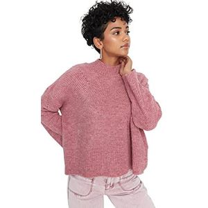 Trendyol Pull basique à col montant pour femme, rose, S