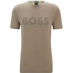BOSS Hommes Tee Active T-Shirt en Stretch performant avec Logo réfléchissant décoratif, Light/Pastel Green334, XL