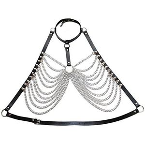 XUBX 2-delige sexy body chain, gekruiste buikketting, strandketting bikini voor vrouwen, body chain voor vrouwen en meisjes, Kristal, Witte diamant