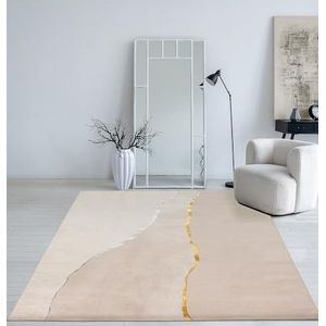 Mia's Tapijt Cielo Modern dik laagpolig tapijt voor woonkamer en slaapkamer, elegante glans, glansvezel, hoog-laag-effect, veren, crème, 160 x 230 cm