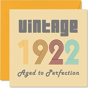 Verjaardagskaarten voor de 100e verjaardag voor mannen en vrouwen - Vintage 1922 Aged To Perfection - grappige verjaardagskaart voor haar, hem, 145 mm x 145 mm voor opa, oma, oma