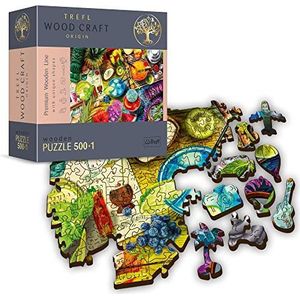 Trefl Houten puzzel, kleurrijke cocktails, 500 + 1 stuk, houthandwerk, onregelmatige vormen, 50 reisfiguren, moderne premium puzzel, doe-het-zelf, voor volwassenen en kinderen