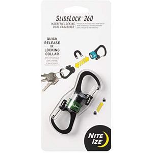 Nite Ize SlideLock 360° dubbele karabijnhaak, magneetsluiting, vergrendeling, twist-to-lock halsband voor het scheiden van sleutels, olijfgroen