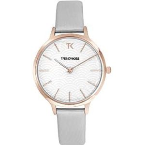 Trendy Kiss Dameshorloge, analoog, kwarts, met lederen armband, TRG10154-01, wit, riem, Wit., Riem