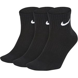 Nike U Nk Everyday Ltwt Ankle 3pr sokken, Zwart/Wit