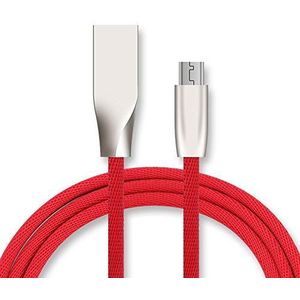 Fast Charge micro-USB-kabel voor Wiko View 3 Lite Smartphone Android oplader 1 m aansluiting snelladen (rood)