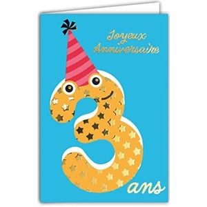 Afie 69-2403 verjaardagskaart voor kinderen, jongens, meisjes, kleurrijke tekst, geschikt voor leeftijd, incl. envelop, collectie kleuren, blauw/oranje/roze/goud