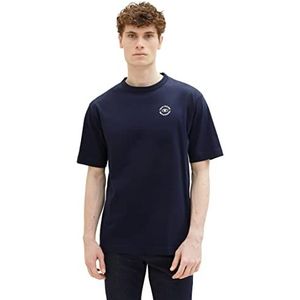 TOM TAILOR 1036353 Basic T-shirt met opdruk voor heren (1 stuk), 10668 - Sky Captain Blue