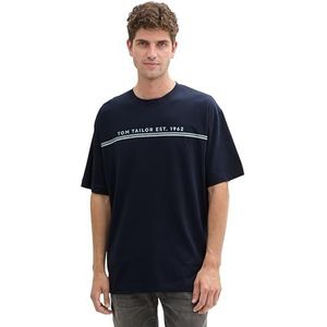 TOM TAILOR T-shirt basique Comfort Fit pour homme avec logo imprimé, 10668 – Sky Captain Blue., XL