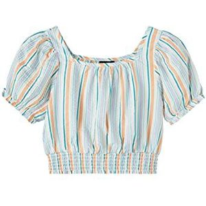 NAME IT Nlffem SS Crop Top T-shirt pour fille, Delphinium Blue/Stripes : mixed Stripes, 158-164