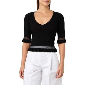Pinko Ursinia Maillot Côte avec Nylon T-Shirt Femme, Z99_Noir Limousine, XXS