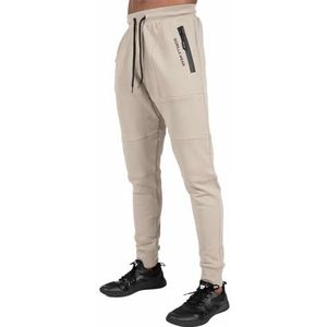 Gorilla Wear Newark Pants, zwart, bodybuilding, fitness, sport, comfortabele joggingbroek, katoen, polyester, heren, jongens, logo, alledaagse broek, Beige