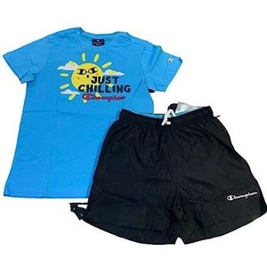 Champion Legacy Back to The Beach AC S/S T-shirt & strandshorts compleet voor kinderen en jongeren, (lichtblauw/zwart), 9-10 jaar, (lichtblauw/zwart)