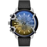 Diesel Griffed horloge voor heren, kwarts/chronograaf uurwerk met siliconen, roestvrij staal of lederen band, Donkergrijs en zijdeglans, DZ4584