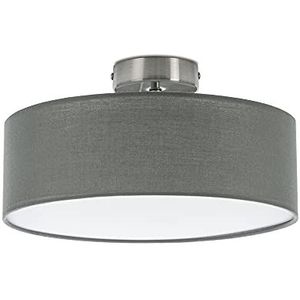BRILONER Plafondlamp met stoffen lampenkap, E27-fitting, max. 40 W, plafondlamp, lamp, woonkamerlamp, slaapkamerlamp, keukenlamp, plafondverlichting, 30 x 16 cm, grijs