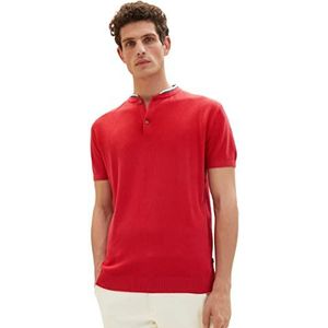 TOM TAILOR Polo en tricot à col montant pour homme, 31045 - Rouge baie douce, XL