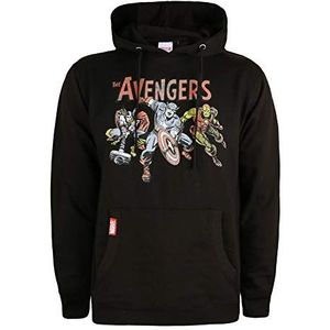 Marvel Vintage Avengers T-shirt voor heren, zwart.