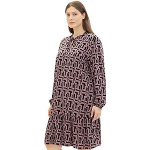 TOM TAILOR Robe grande taille pour femme, 33990 - Black Lilac Abstract Design, 46 grande taille