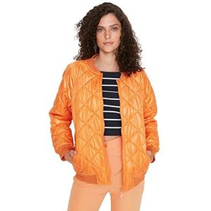 Trendyol Dames winterjas lange mouwen bomberkraag oranje XS, Oranje