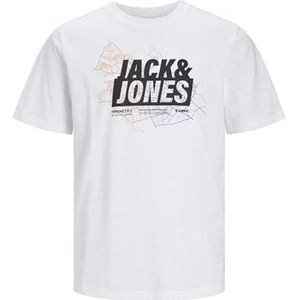 JACK & JONES Jcomap T-shirt met logo Ss Crew Neck Sn T-shirt voor heren, Wit.
