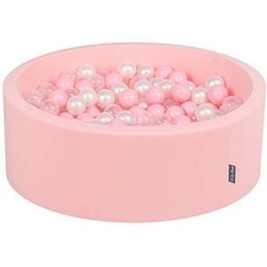 KiddyMoon 90 x 30 cm/300 ballen met een diameter van 7 cm, rond ballenbad voor baby's, gemaakt in de EU, roze: Poederroze-parelmoer-transparant