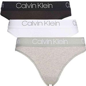 Calvin Klein 3pk Tanga hoge benen Ondergoed Vrouwen, zwart/wit/grijs gemêleerd.