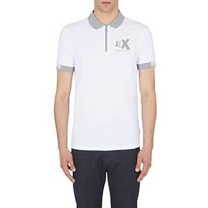 Armani Exchange Duurzaam, slim fit, vervormd logo aan de zijkant, poloshirt voor heren, Wit